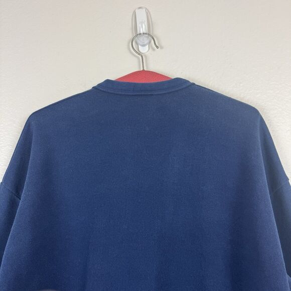 Vintage 90s Jerzees Embroidered Nautical Anchor Sweatshirt Cardigan Navy Blue OS - Picture 11 of 16
